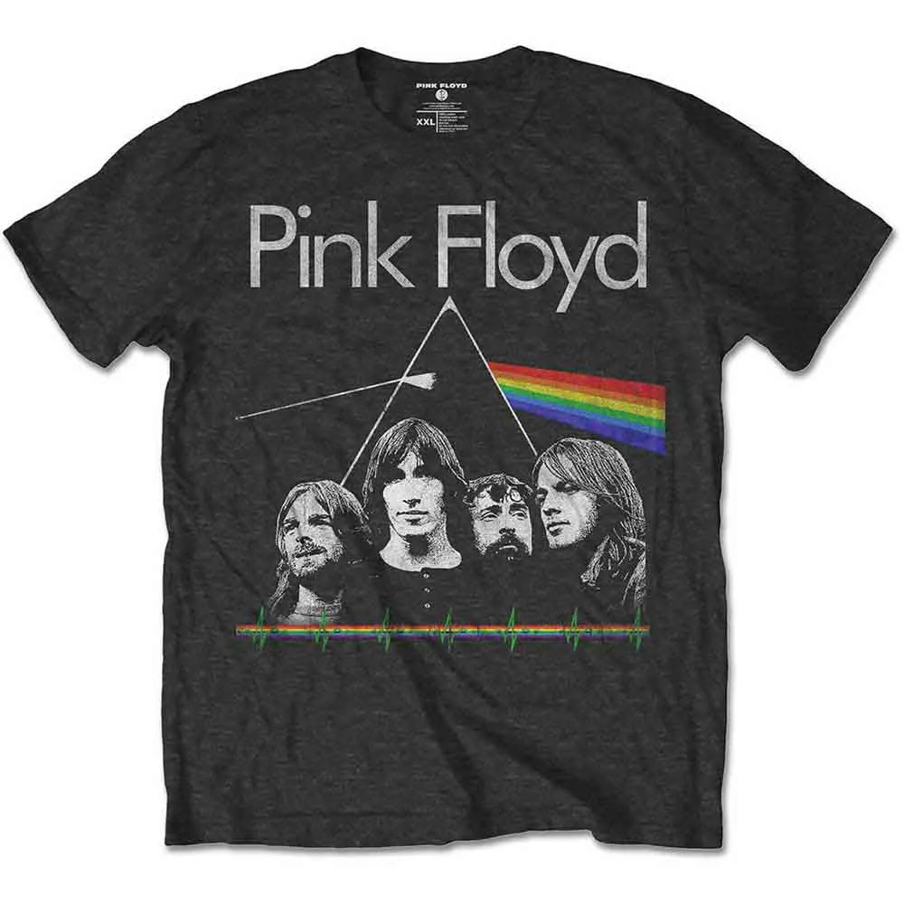 Pink Floyd Unisex T-Shirt: Dark Side of the Moon Band & Pulse (Charcoal Grey) sold by Paradiso Clothing