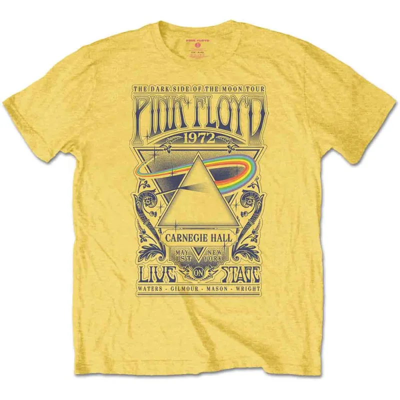 Pink Floyd Unisex T-Shirt: Carnegie Hall Poster (Yellow) made by Pink Floyd