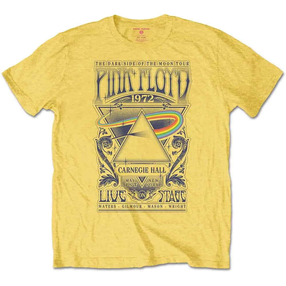 Pink Floyd Unisex T-Shirt: Carnegie Hall Poster (Yellow) sold by Paradiso Clothing