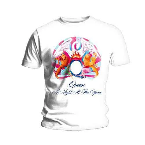 Queen Unisex T-Shirt: A Night At The Opera (White) sold by Paradiso Clothing