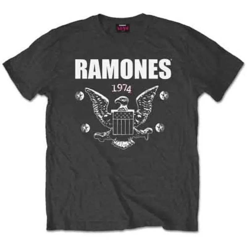 Ramones Unisex T-Shirt: 1974 Eagle (Charcoal Grey) made by Paradiso Clothing