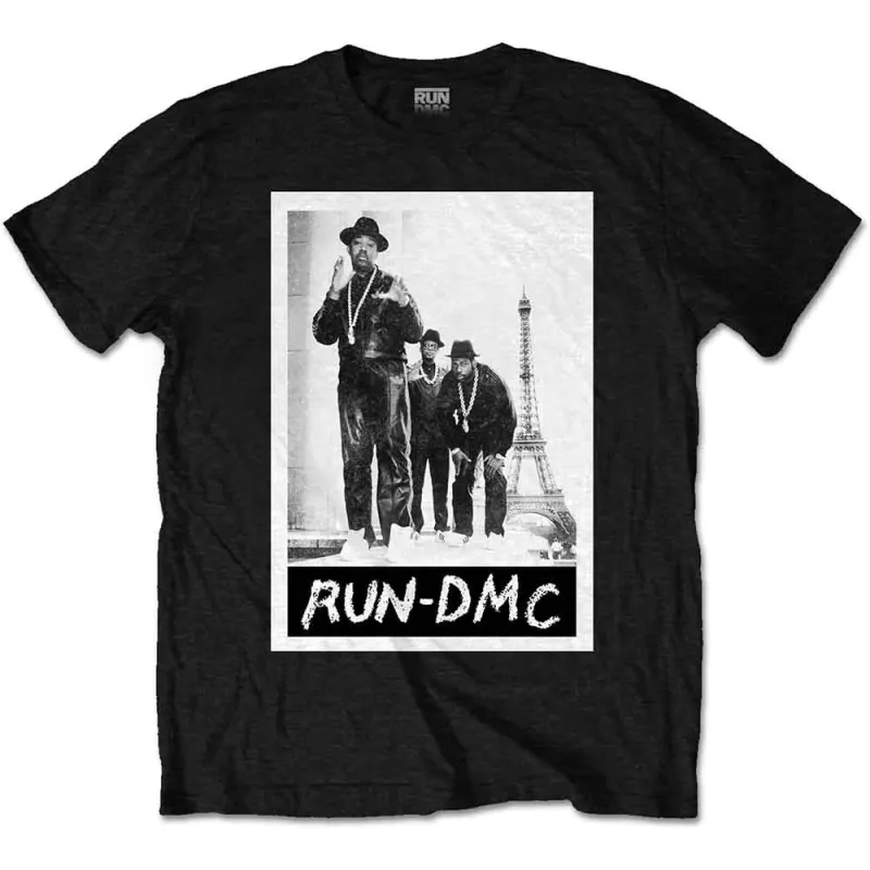 Run DMC Unisex T-Shirt: Paris Photo (Black) made by Paradiso Clothing