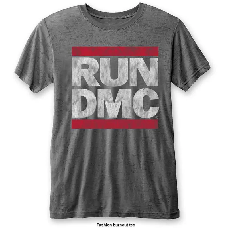 Run DMC Unisex Burnout T-Shirt: DMC Logo (Charcoal Grey) made by Paradiso Clothing