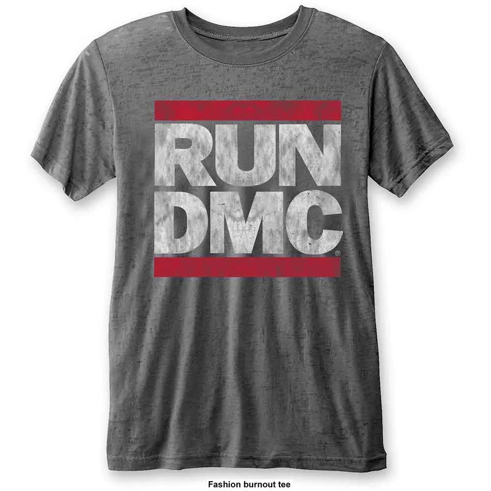 Run DMC Unisex Burnout T-Shirt: DMC Logo (Charcoal Grey) sold by Paradiso Clothing