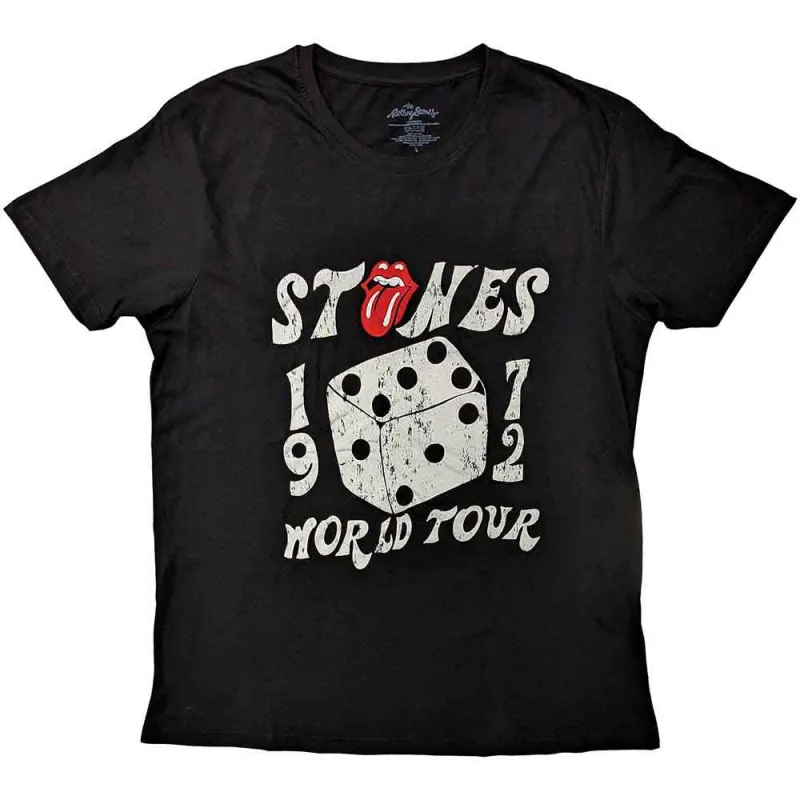 The Rolling Stones Unisex T-Shirt: Dice Tour '72 (Black) made by the Rolling Stones
