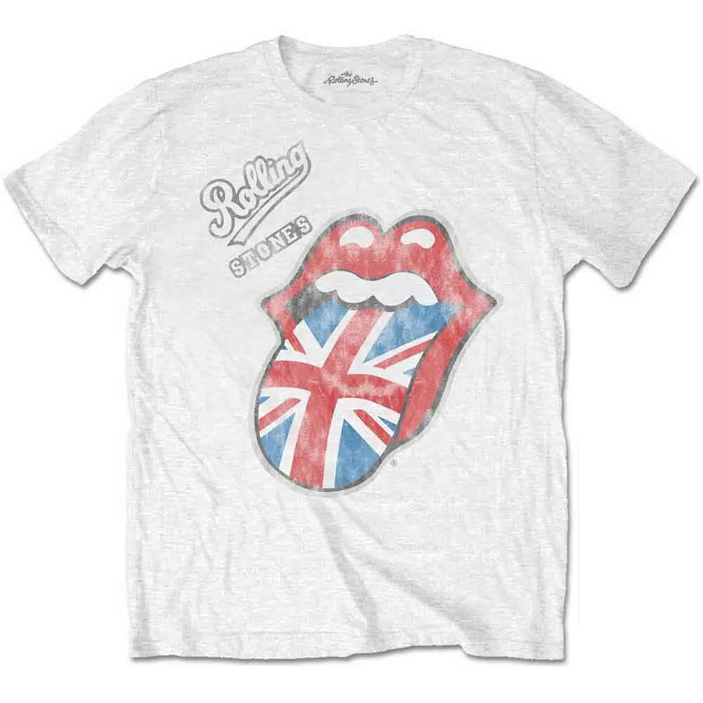 The Rolling Stones Unisex Retail Pack T-Shirt: Vintage British Tongue (White) sold by Paradiso Clothing