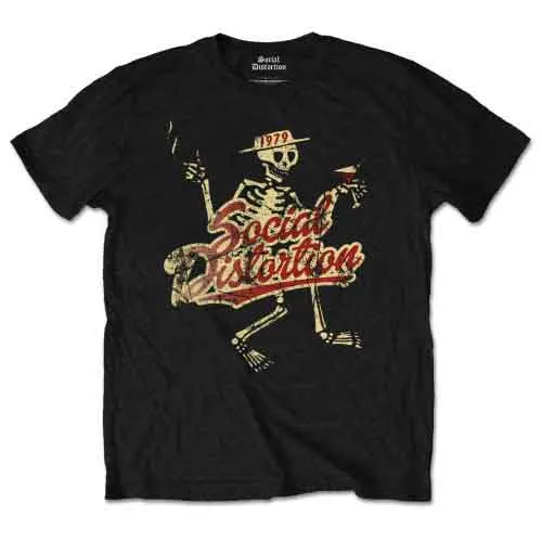 Social Distortion Mens T Shirt Black 1979 Distressed Skeleton band Official sold by Paradiso Clothing