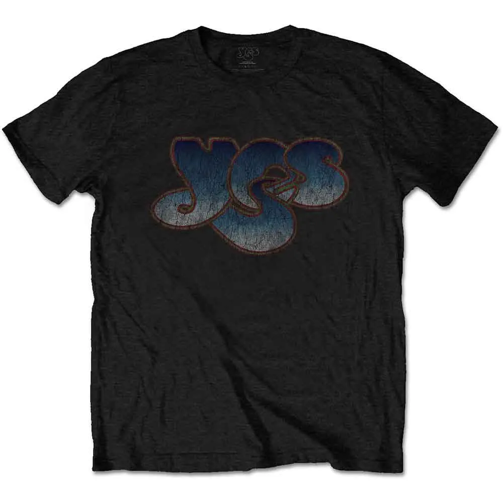 Yes T Shirt Vintage Band Logo distressed new Official Mens Black sold by Paradiso Clothing