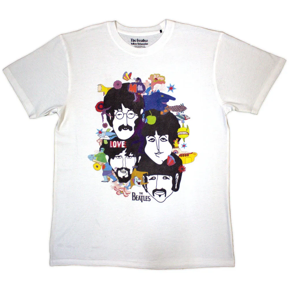 The Beatles Unisex T-Shirt: Yellow Submarine Heads Collage / ATN (White) (Back Print) sold by Paradiso Clothing product image thumbnail 2