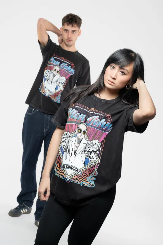Elton John Psych Vintage Limited Edition 999 Only Premium Wash T Shirt made by Paradiso Clothing