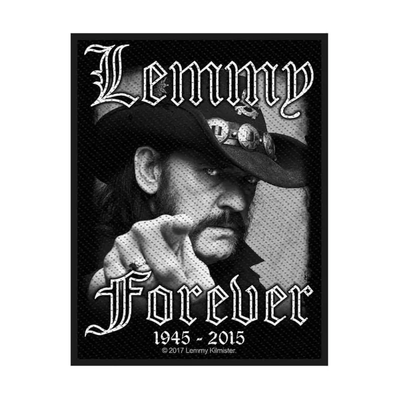 Motorhead Patch Lemmy Forever 1945-2015 Official New Black Cotton 10cm x 7.5cm made by Paradiso Clothing