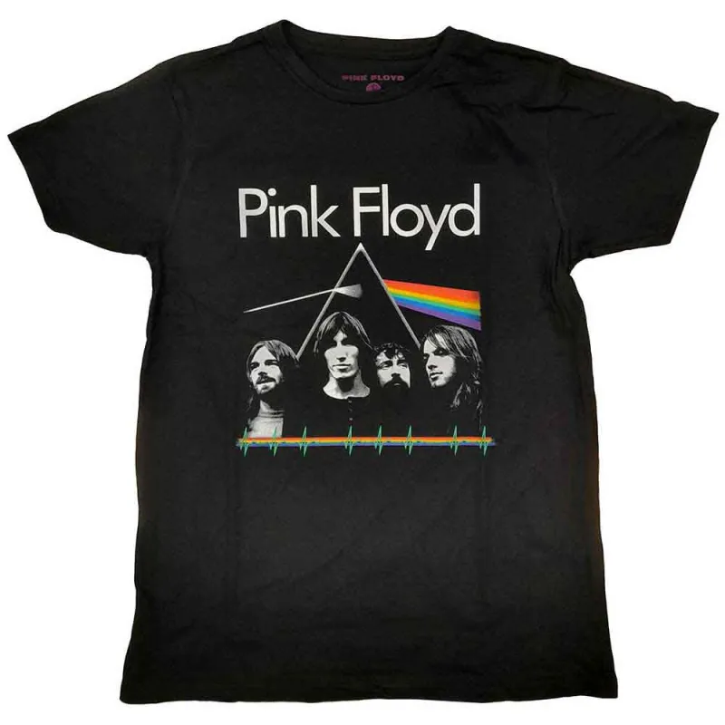 Pink Floyd Unisex T-Shirt: Dark Side of the Moon Band & Pulse (Black) made by Pink Floyd