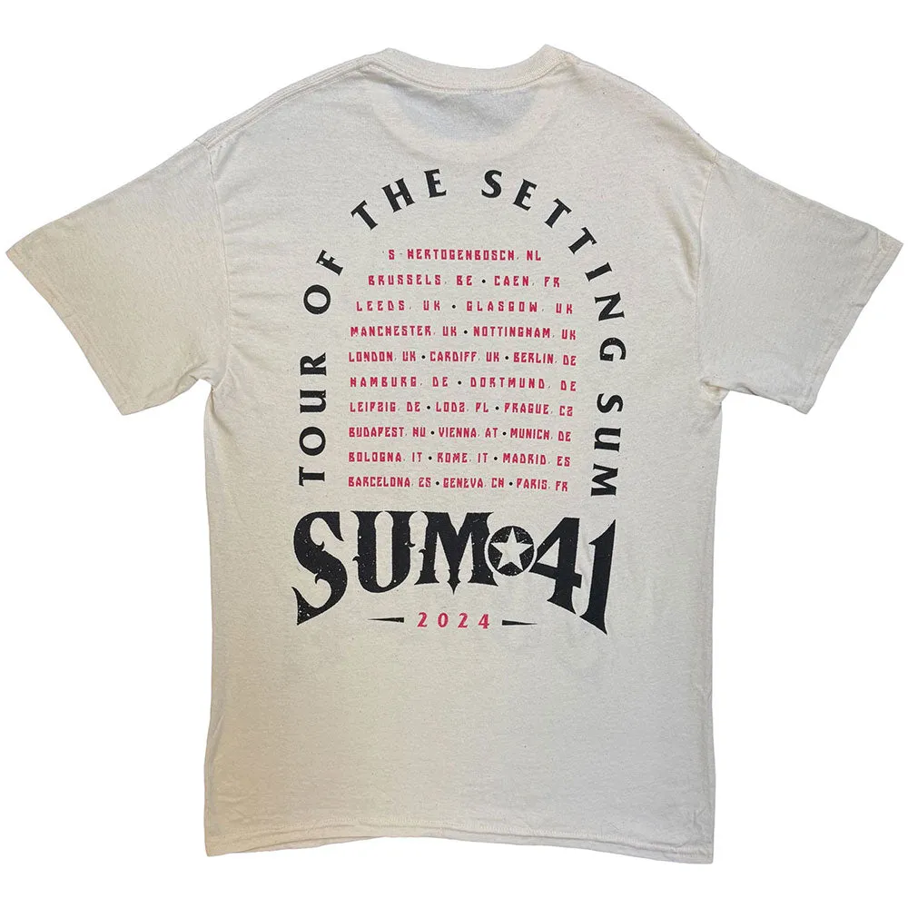 Sum 41 Unisex T-Shirt: Tour '24 Pt.2 Pink Skull (Natural) (Back Print) (Ex-Tour) sold by Paradiso Clothing