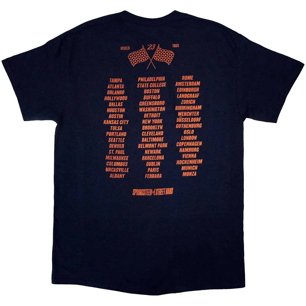 Bruce Springsteen Unisex T-Shirt: Tour '23 Guitar (Navy Blue) (Back Print & Ex-Tour) sold by Paradiso Clothing
