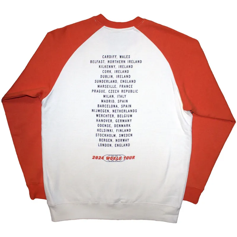 Bruce Springsteen Unisex Raglan T-Shirt: Tour '24 Wheel (White & Orange) (Back Print & Ex-Tour) sold by Paradiso Clothing