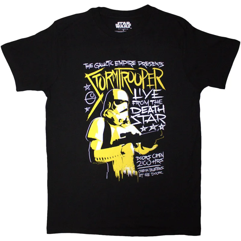 Star Wars T Shirt Stormtrooper Rock Live from the Death Star Official Mens Black sold by Paradiso Clothing