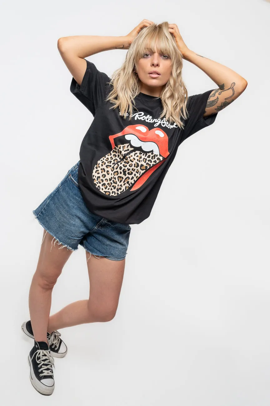 The Rolling Stones Leopard Print Tongue Boyfriend Fit T Shirt sold by Paradiso Clothing product image thumbnail 5