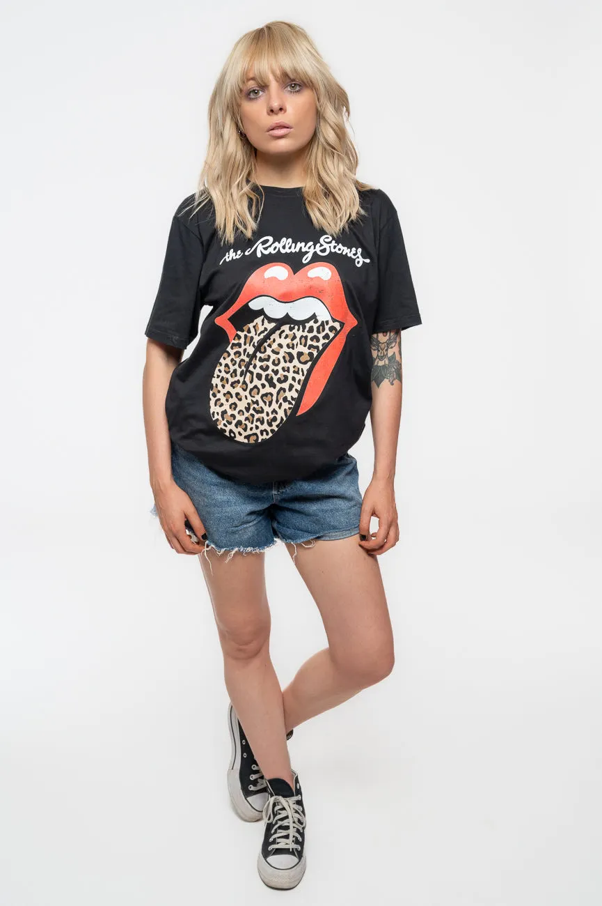 The Rolling Stones Leopard Print Tongue Boyfriend Fit T Shirt sold by Paradiso Clothing product image thumbnail 2