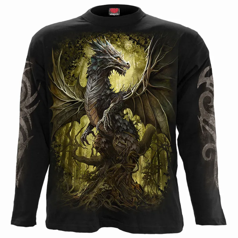 Spiral - OAK DRAGON - Longsleeve T-Shirt Black made by Paradiso Clothing