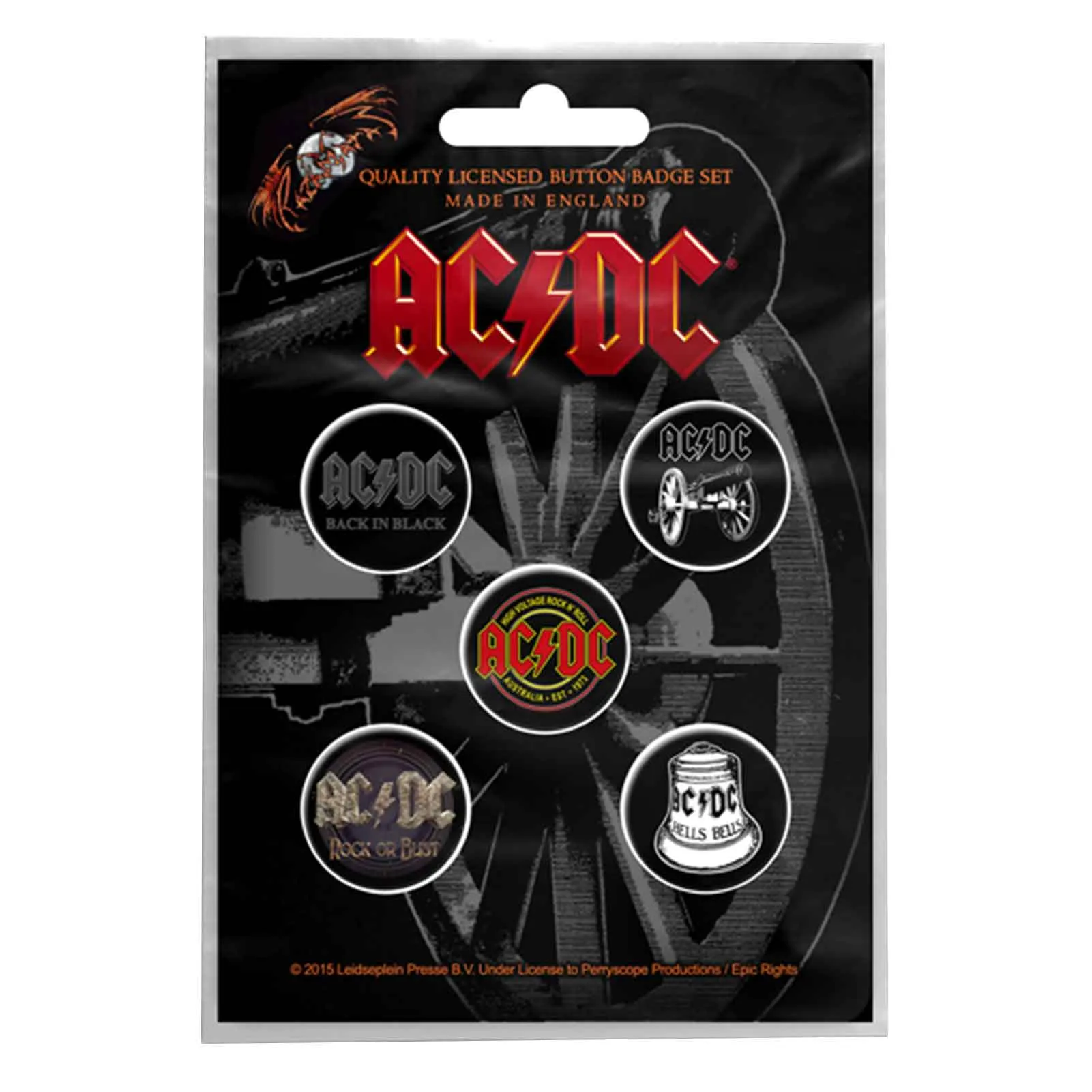 AC/DC Abums 5 x Pin Button Badge Pack sold by Paradiso Clothing
