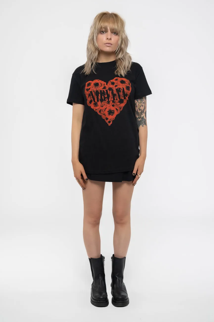 Nirvana Poppy Heart T Shirt sold by Paradiso Clothing product image thumbnail 2