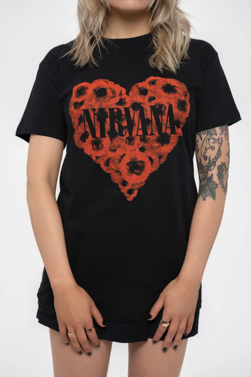 Nirvana Poppy Heart T Shirt sold by Paradiso Clothing product image thumbnail 3