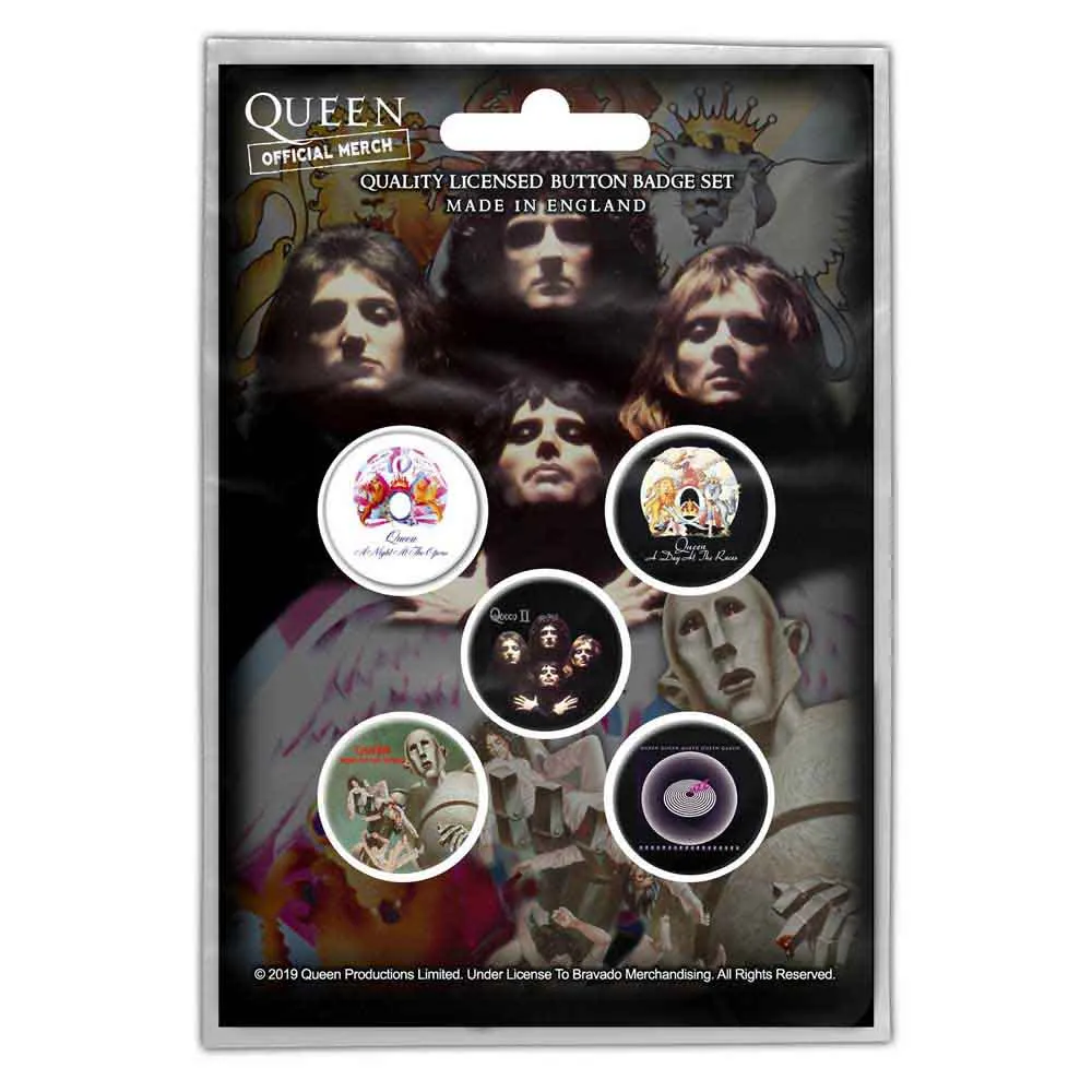 Queen Early Albums 5 x Pin Button Badge Pack sold by Paradiso Clothing
