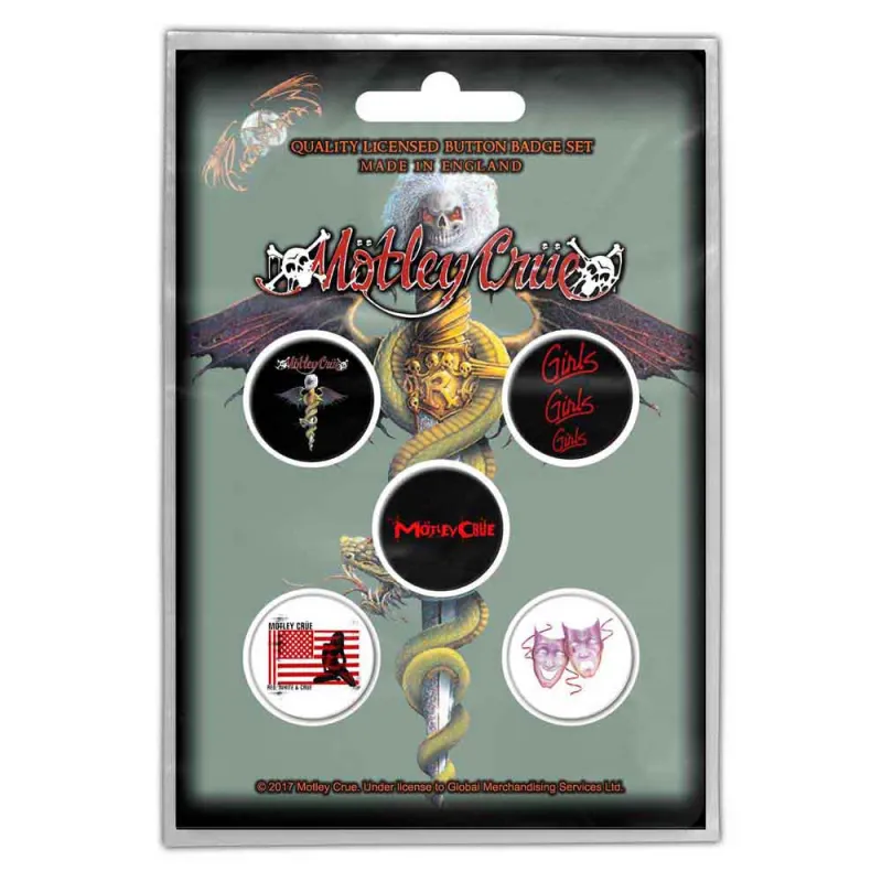 Motley Crue Dr Feelgood 5 x Pin Button Badge Pack made by Motley crue