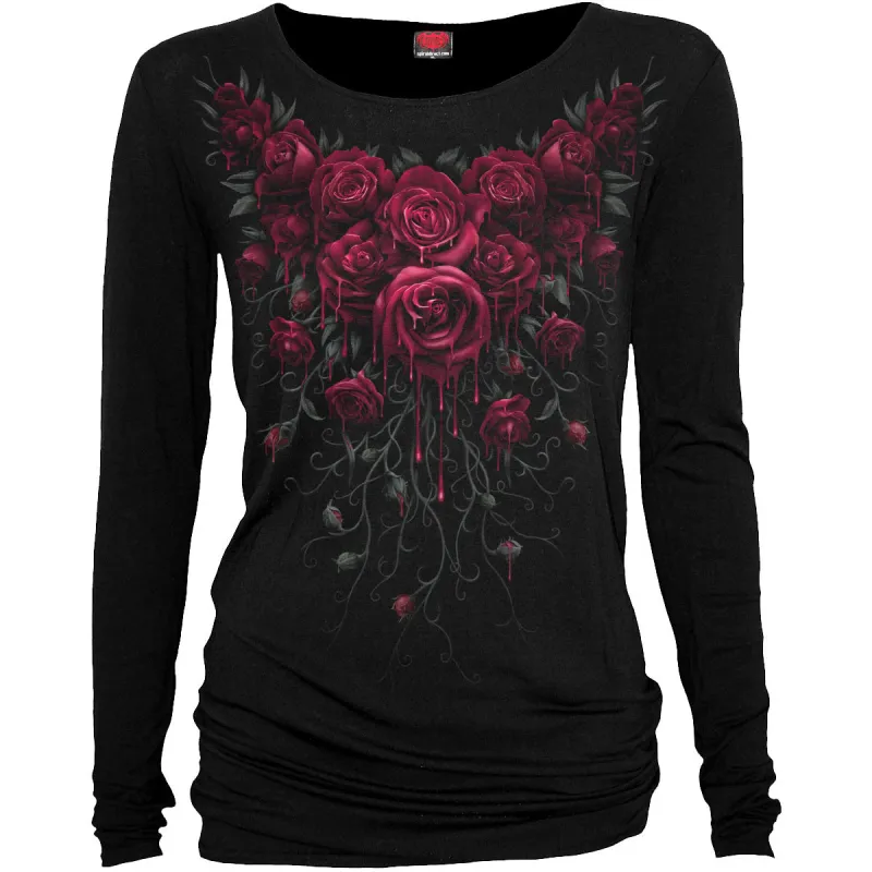 Spiral - BLOOD ROSE - Baggy Top Black made by Paradiso Clothing