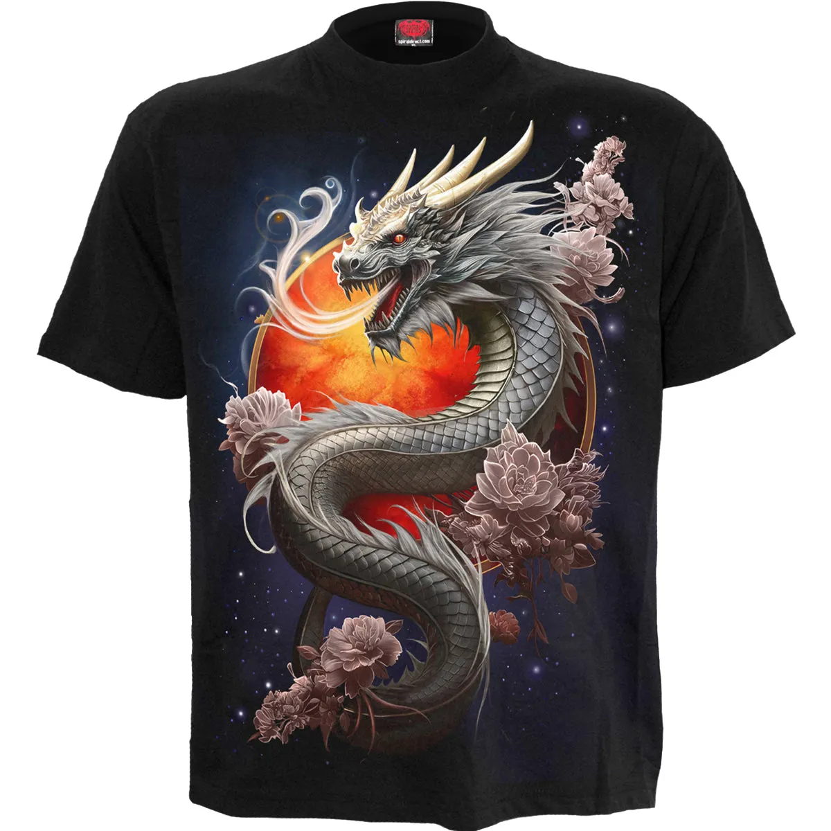 Spiral - SUN DRAGON - Front Print T-Shirt Black sold by Paradiso Clothing