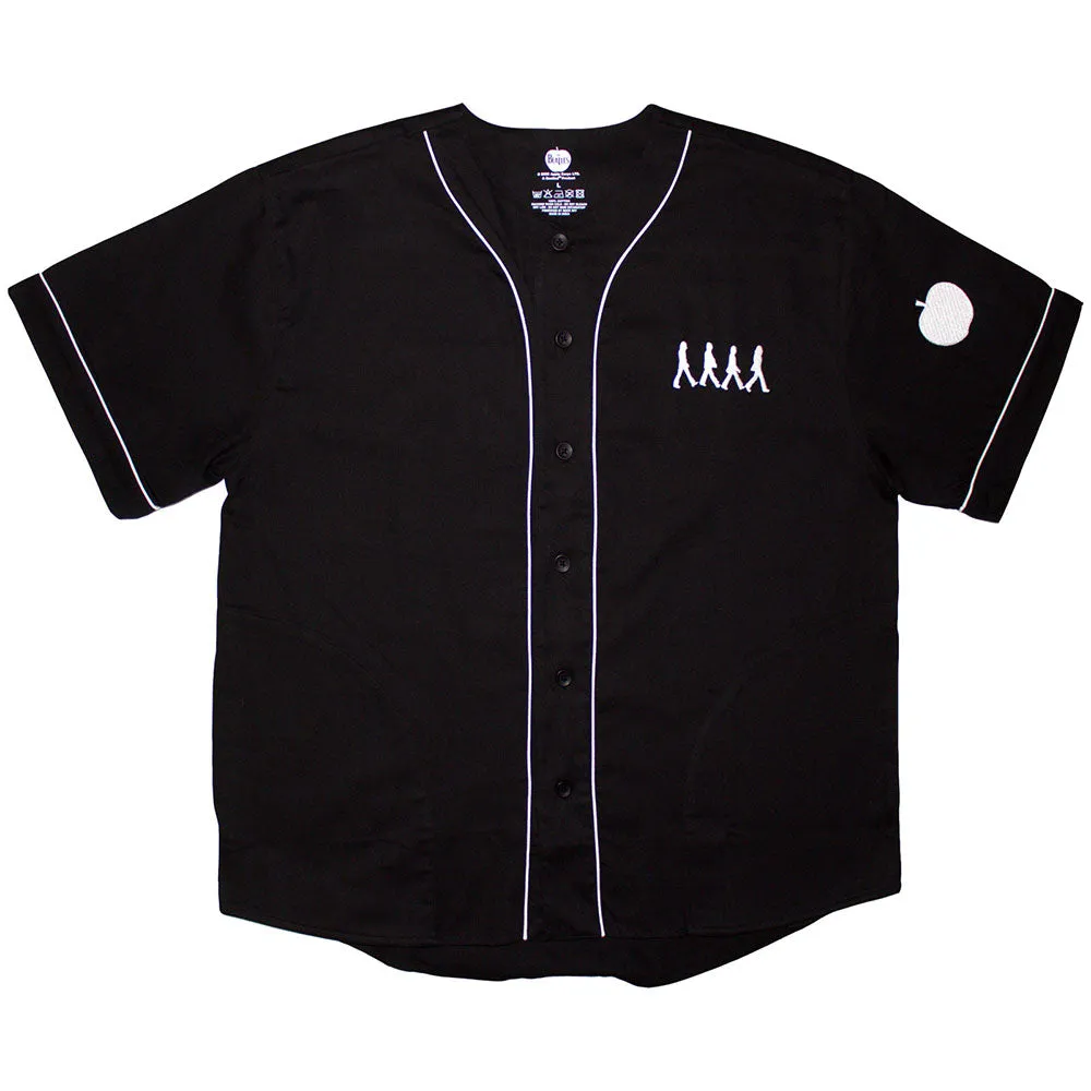 The Beatles Unisex Baseball Jersey: Apple Logo / Walking (Black) (Back Print) sold by Paradiso Clothing