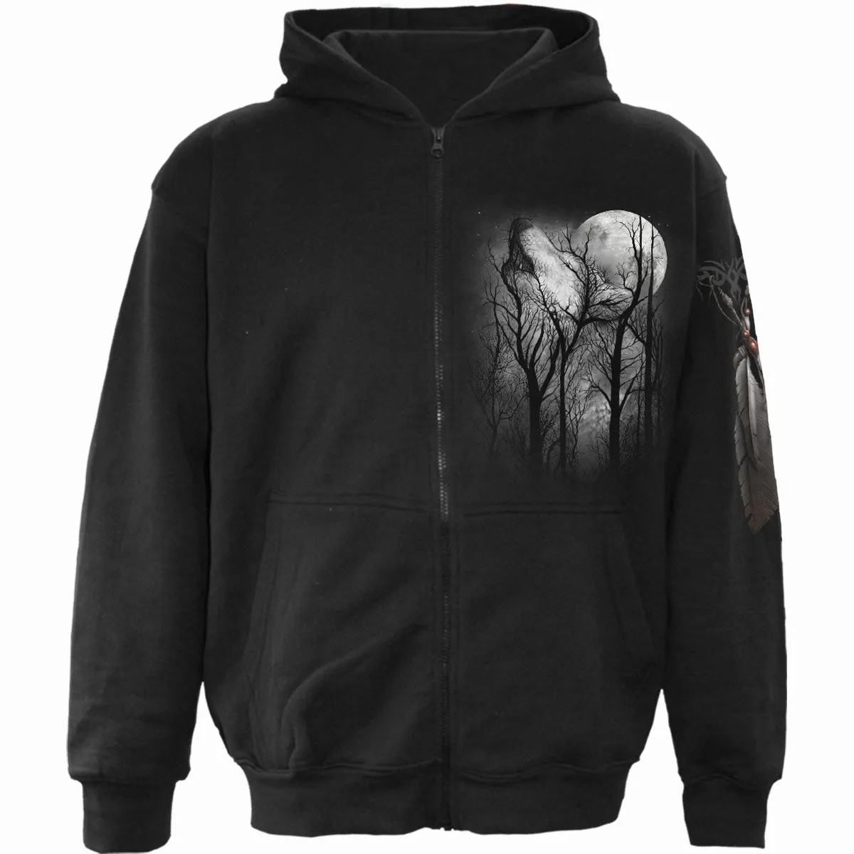 Spiral - FOREST WOLF - Full Zip Hoody Black sold by Paradiso Clothing