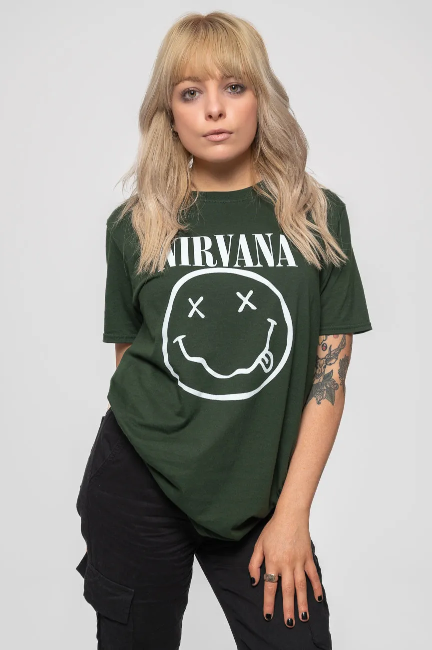 Nirvana White Grunge Smile T Shirt sold by Paradiso Clothing