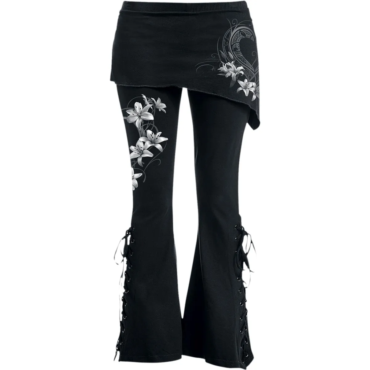 Spiral - PURE OF HEART - 2in1 Boot-Cut Leggings with Micro Slant Skirt sold by Paradiso Clothing