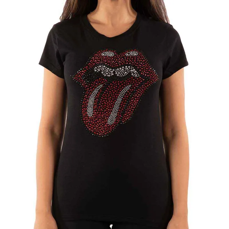 The Rolling Stones Diamante Tongue Skinny Tee made by the Rolling Stones