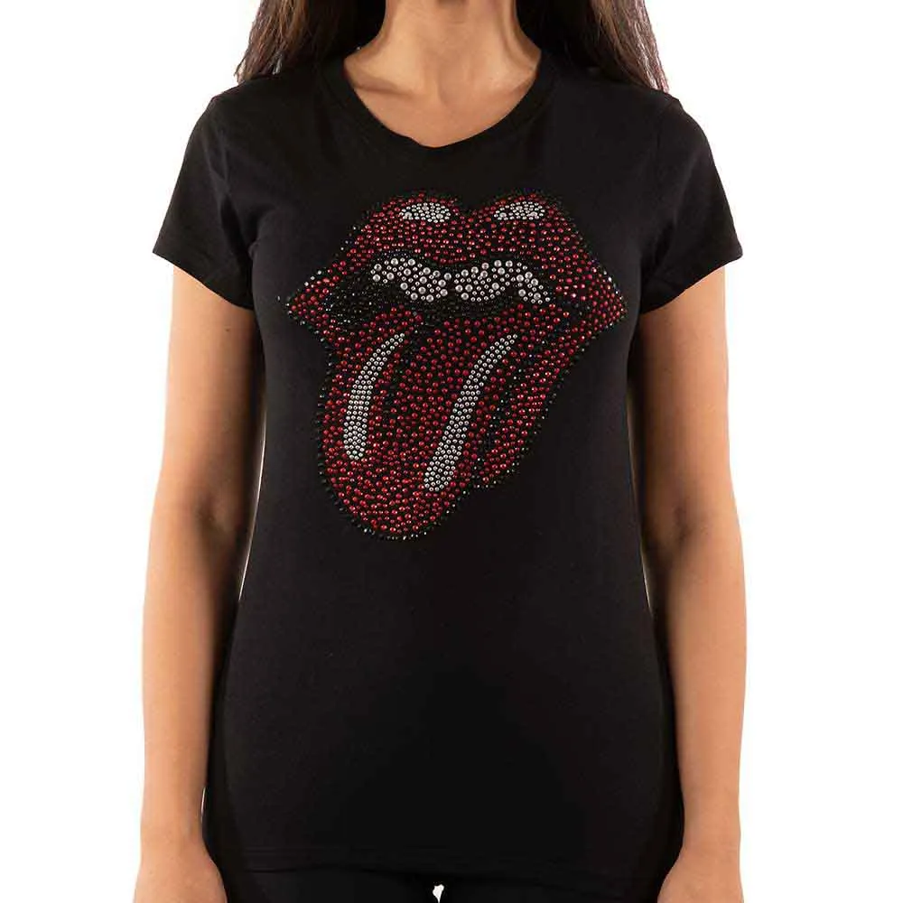 The Rolling Stones Diamante Tongue Skinny Tee sold by Paradiso Clothing