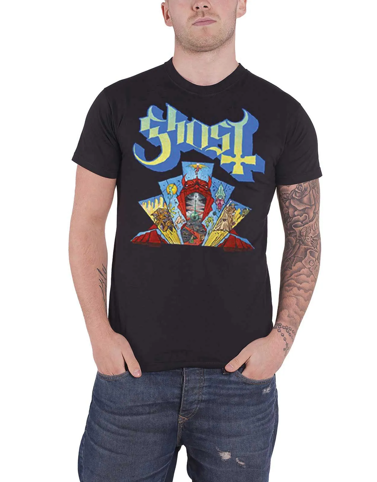 Ghost Devil Stained Glass Window T Shirt sold by Paradiso Clothing product image thumbnail 3