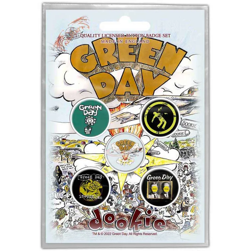 Green Day Dookie 5 x Pin Button Badge Pack made by Green Day