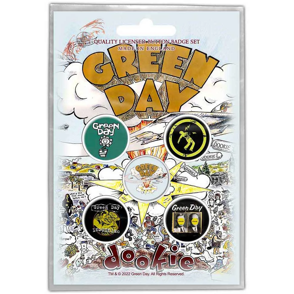 Green Day Dookie 5 x Pin Button Badge Pack sold by Paradiso Clothing