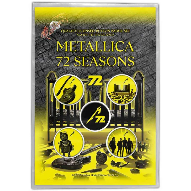 Metallica 72 Seasons 5 x Pin Button Badge Pack made by Paradiso Clothing