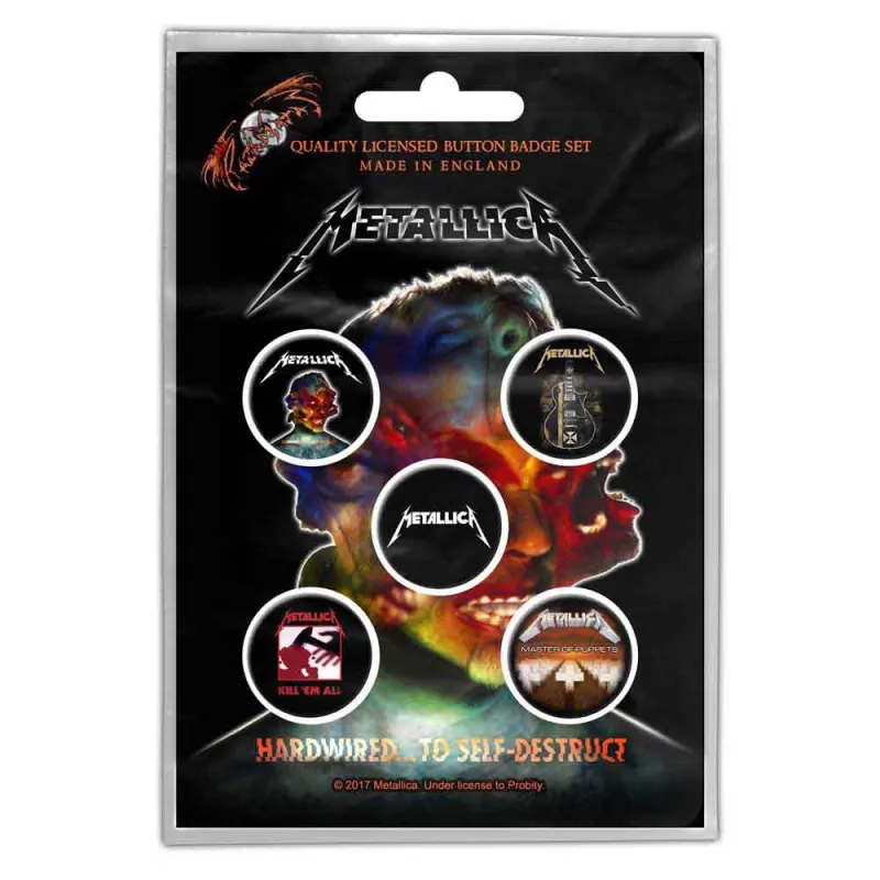 Metallica Albums 5 x Pin Button Badge Pack made by Paradiso Clothing