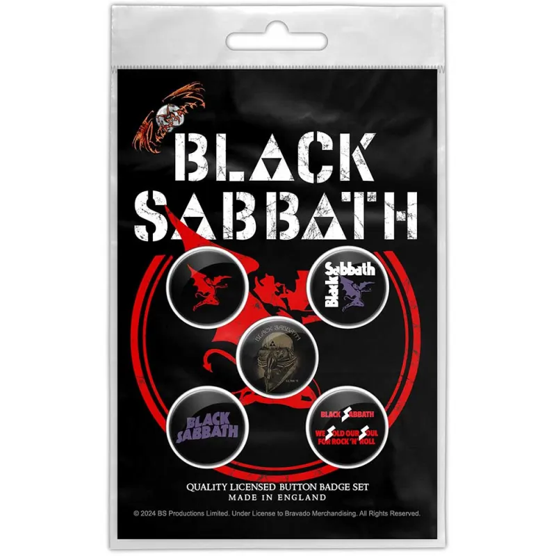 Black Sabbath Red Devil 5 x Pin Button Badge Pack made by Paradiso Clothing