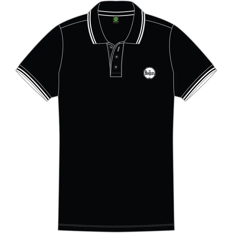 The Beatles Unisex Polo Shirt: Drum Logo (Black) made by The Beatles