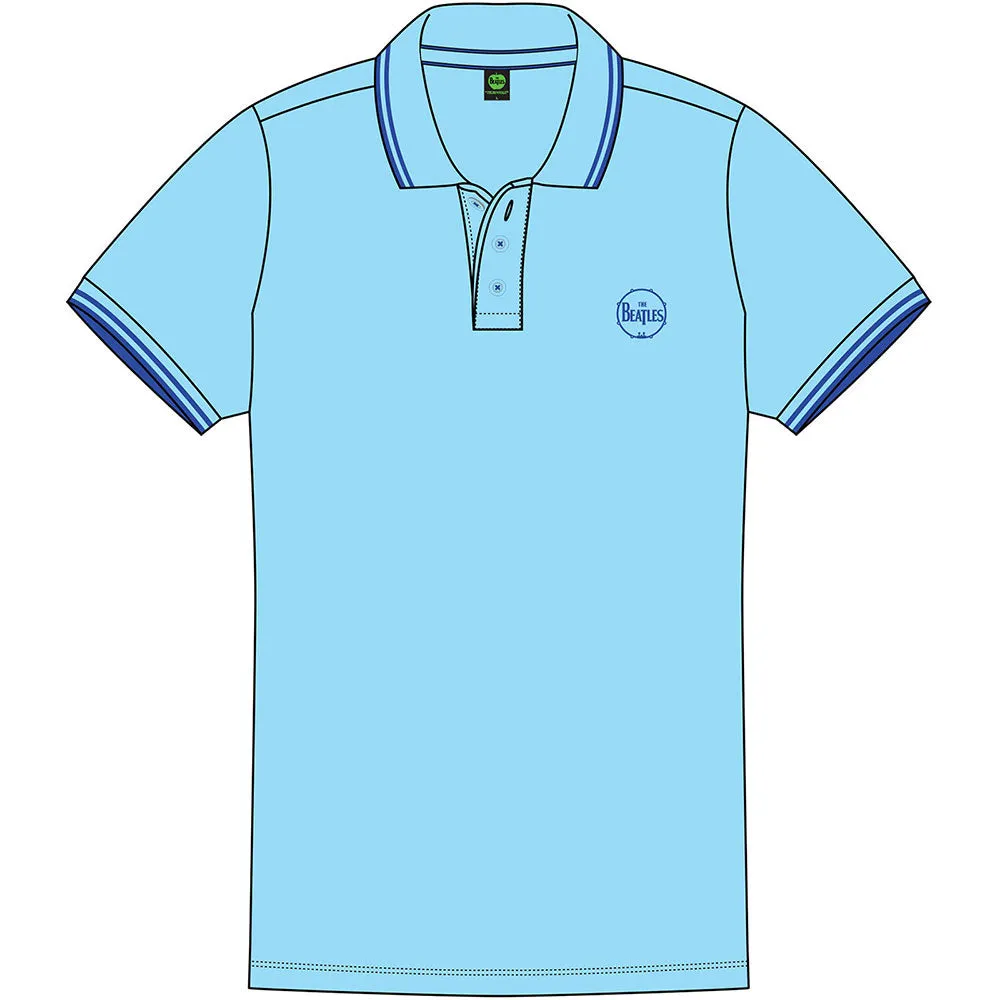 The Beatles Unisex Polo Shirt: Drum Logo (Light Blue) sold by Paradiso Clothing