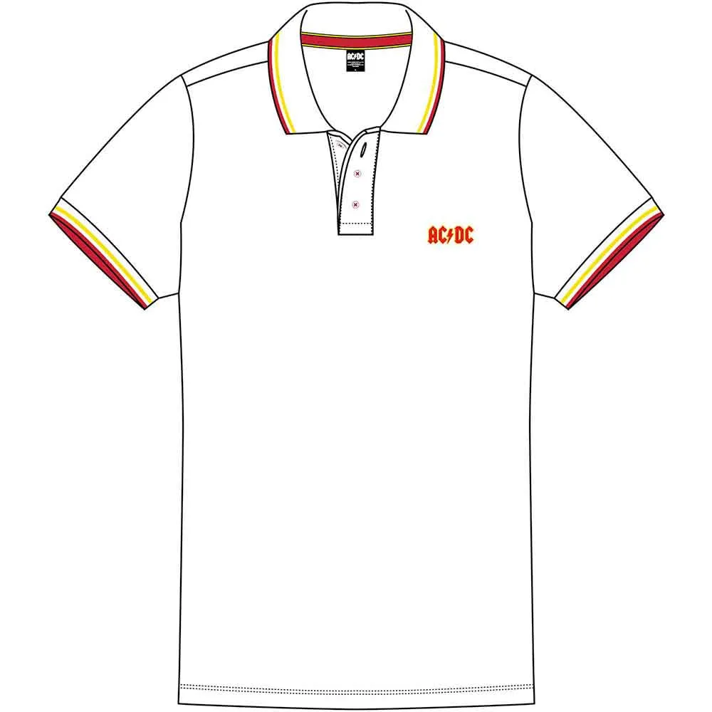 AC/DC Unisex Polo Shirt: Classic Logo (White) sold by Paradiso Clothing
