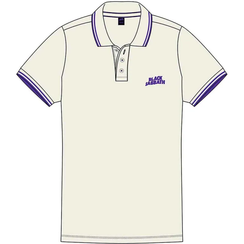 Black Sabbath Unisex Polo Shirt: Wavy Logo (Natural) made by Paradiso Clothing