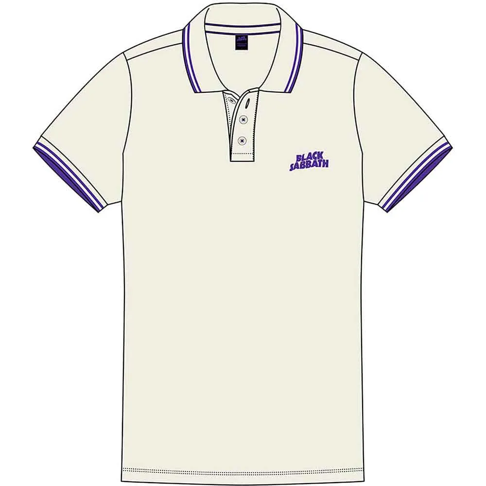 Black Sabbath Unisex Polo Shirt: Wavy Logo (Natural) sold by Paradiso Clothing