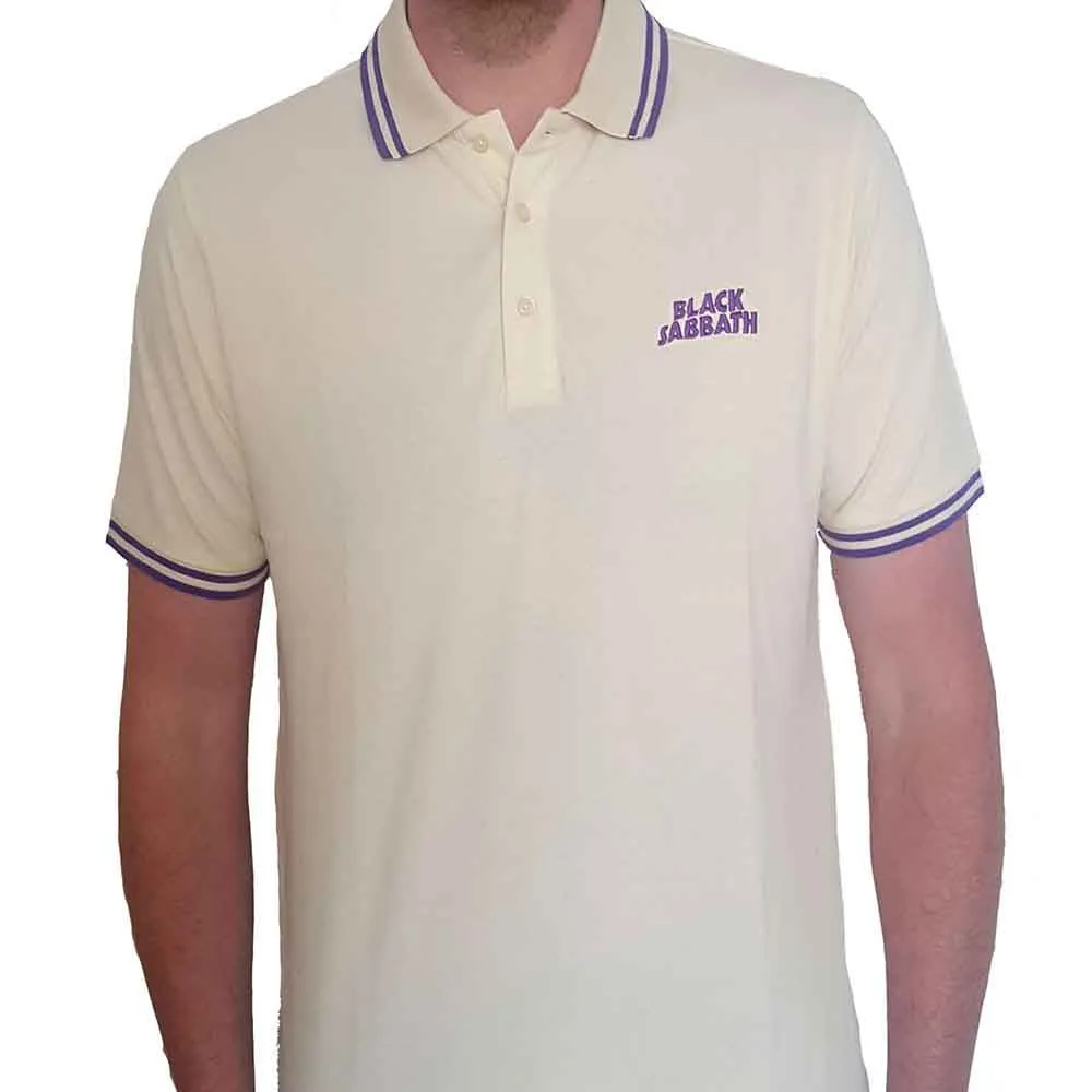 Black Sabbath Unisex Polo Shirt: Wavy Logo (Natural) sold by Paradiso Clothing product image thumbnail 2