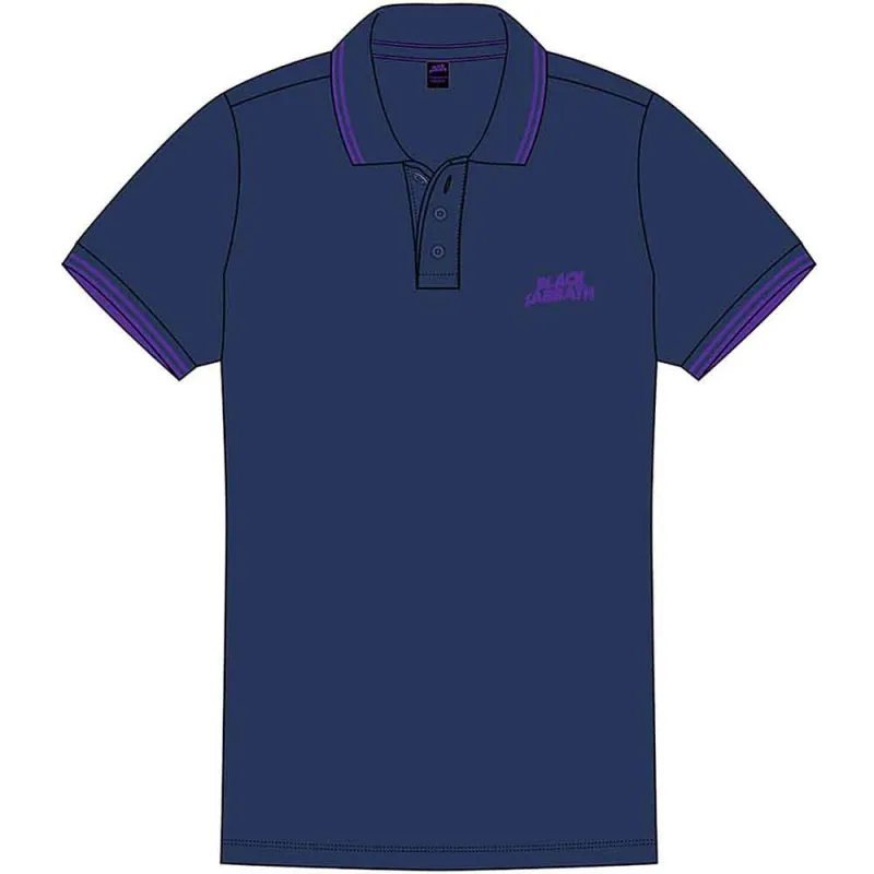 Black Sabbath Unisex Polo Shirt: Wavy Logo (Navy Blue) made by Paradiso Clothing