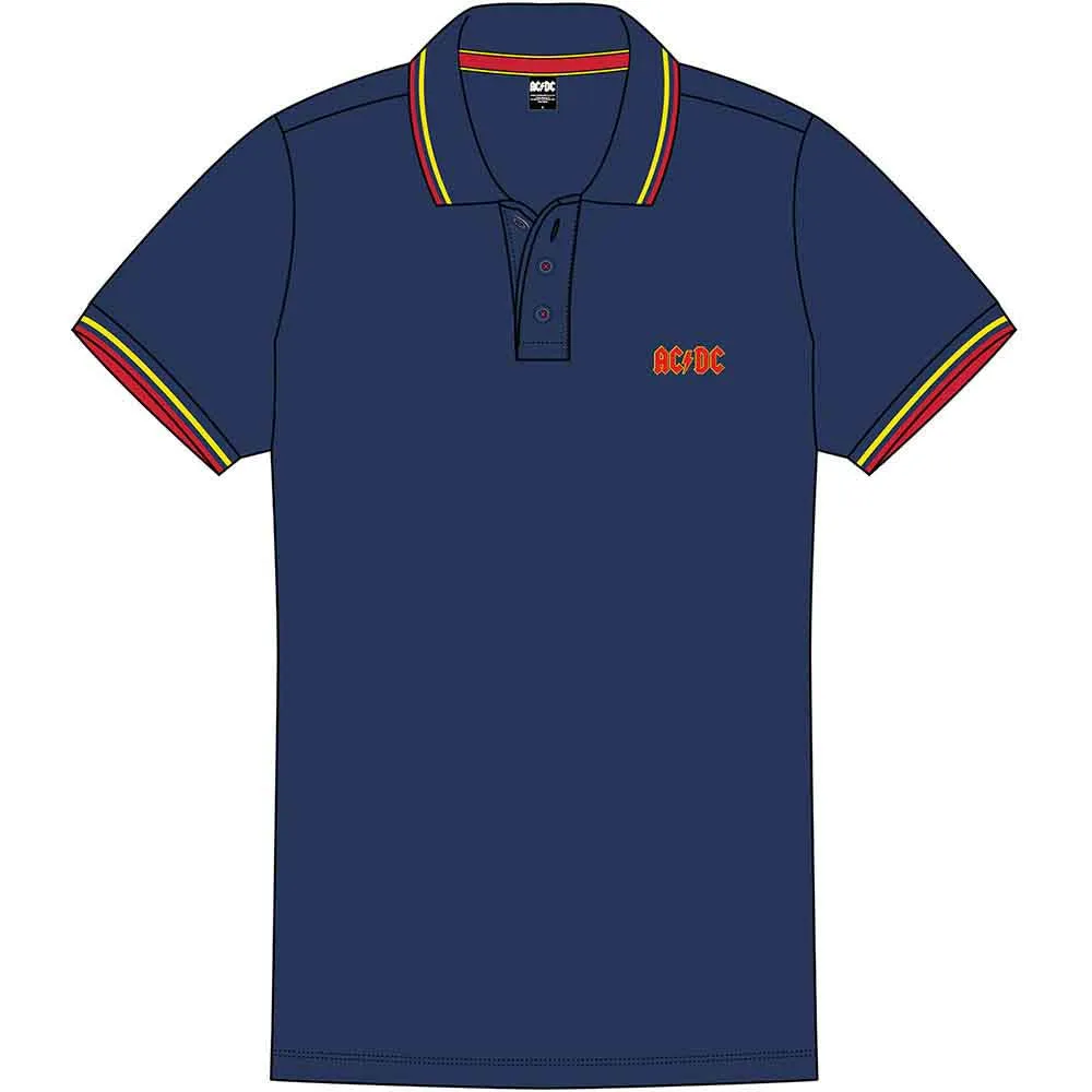 AC/DC Unisex Polo Shirt: Classic Logo (Navy Blue) sold by Paradiso Clothing